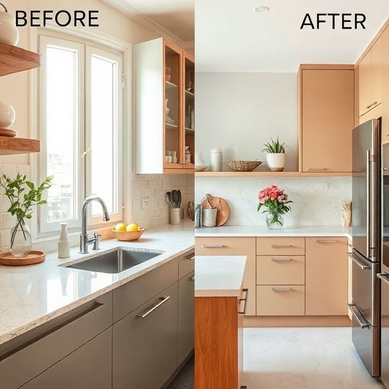 Cuisine rénovée dans un appartement niçois, plan de travail en quartz