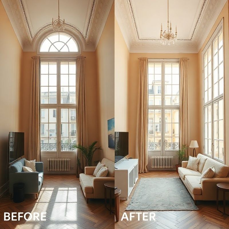 Appartement haussmannien rénové à Nice, lumière ambrée