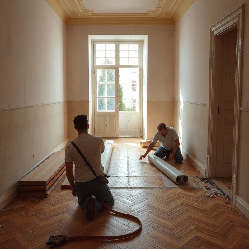 Chantier de rénovation, pose de parquet dans un appartement niçois